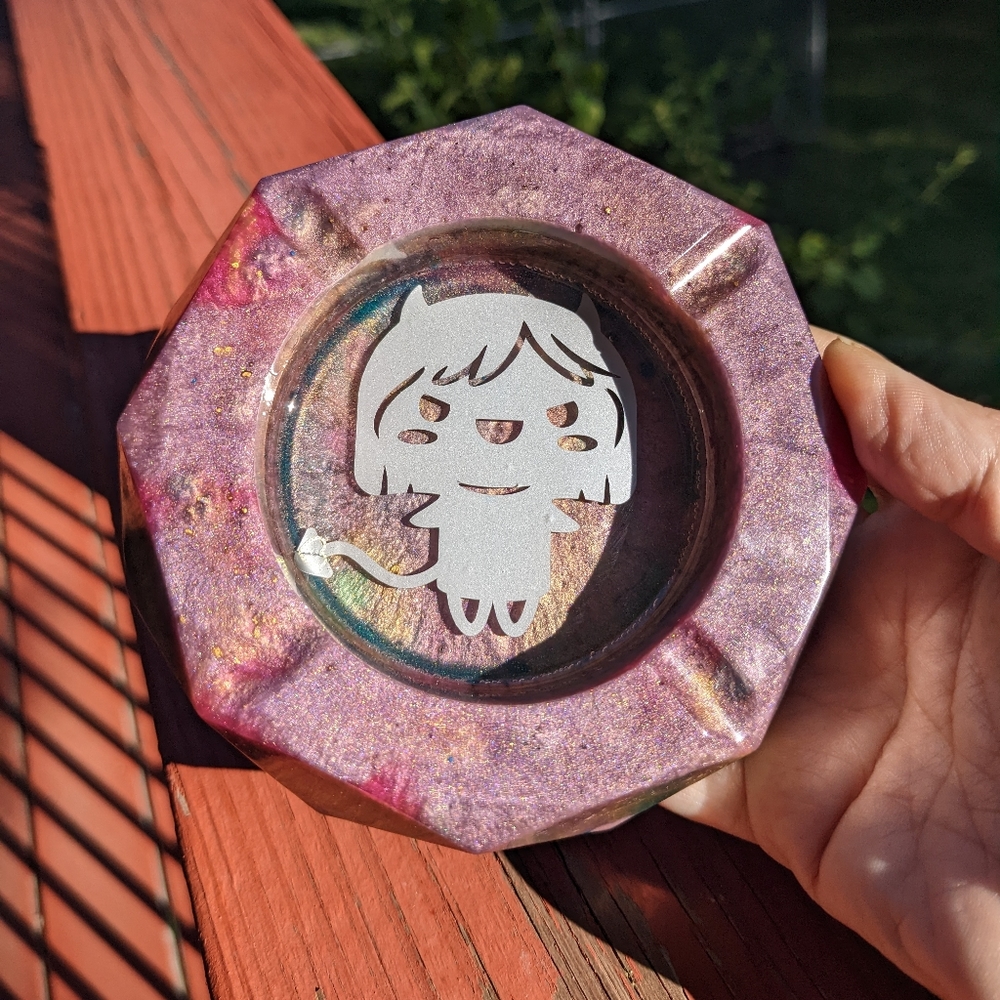 Devil Girl Sage Burn Bowl or Ashtray Handmade Resin Art Cute Goth Witchy